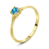 Gold Plate 4mm Blue Topaz CZ Ring CSR-150-4-GP